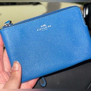 Coach Blue Leather Wristlet
